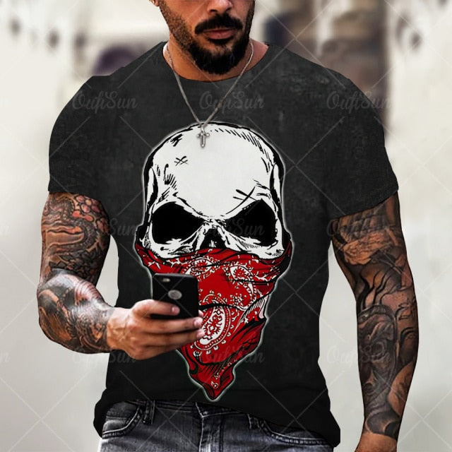 2021 Summer New Skull Printed T Shirt