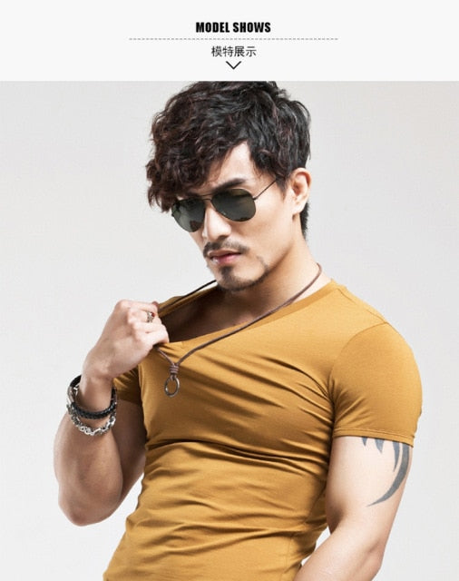 2021 Brand New Men T Shirt Tops V neck Short Sleeve Tees Men's Fashion Fitness Hot T-shirt For Male Free Shipping Size 5XL