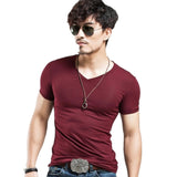 2021 Brand New Men T Shirt Tops V neck Short Sleeve Tees Men's Fashion Fitness Hot T-shirt For Male Free Shipping Size 5XL