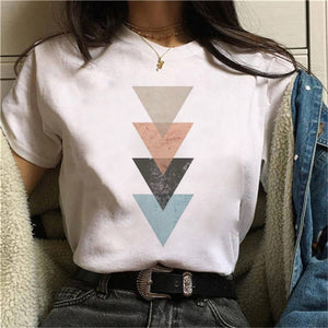 Beautiful Geometry Printed T Shirt Women 90s Graphic T-shirt