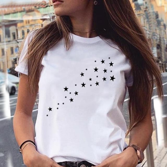 Women Graphic Star Printing Cute Summer Spring 90s Style Casual Fashion Aesthetic Print Female Clothes Tops Tees Tshirt T-Shirt